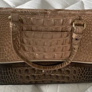 Brown Crocodile-Embossed Brahmin Bag